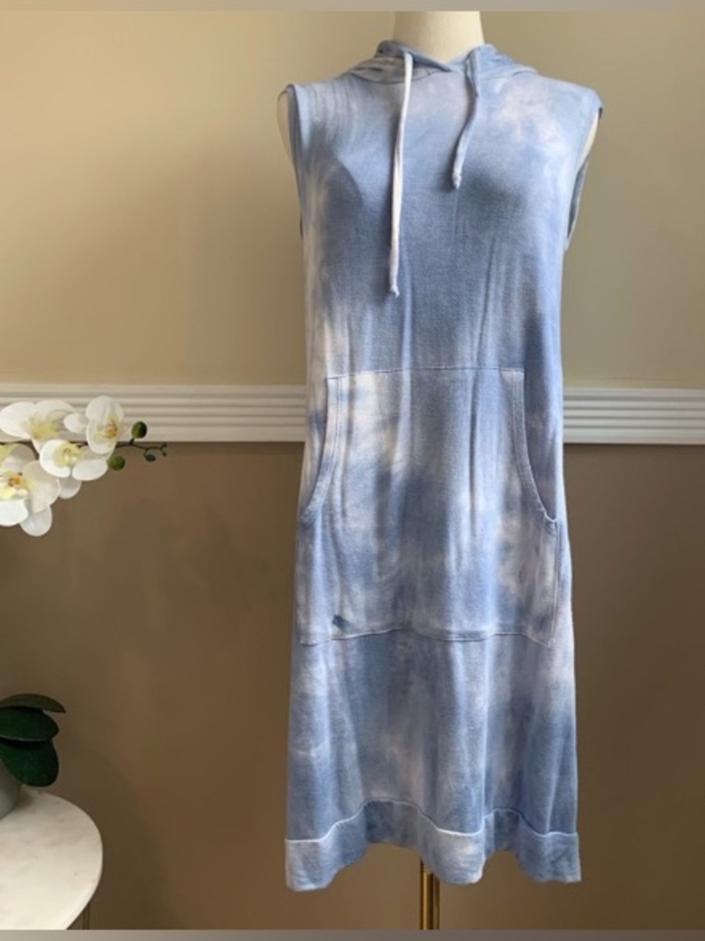 Antistar Blue & White Hooded Tie Dye Dress Size L